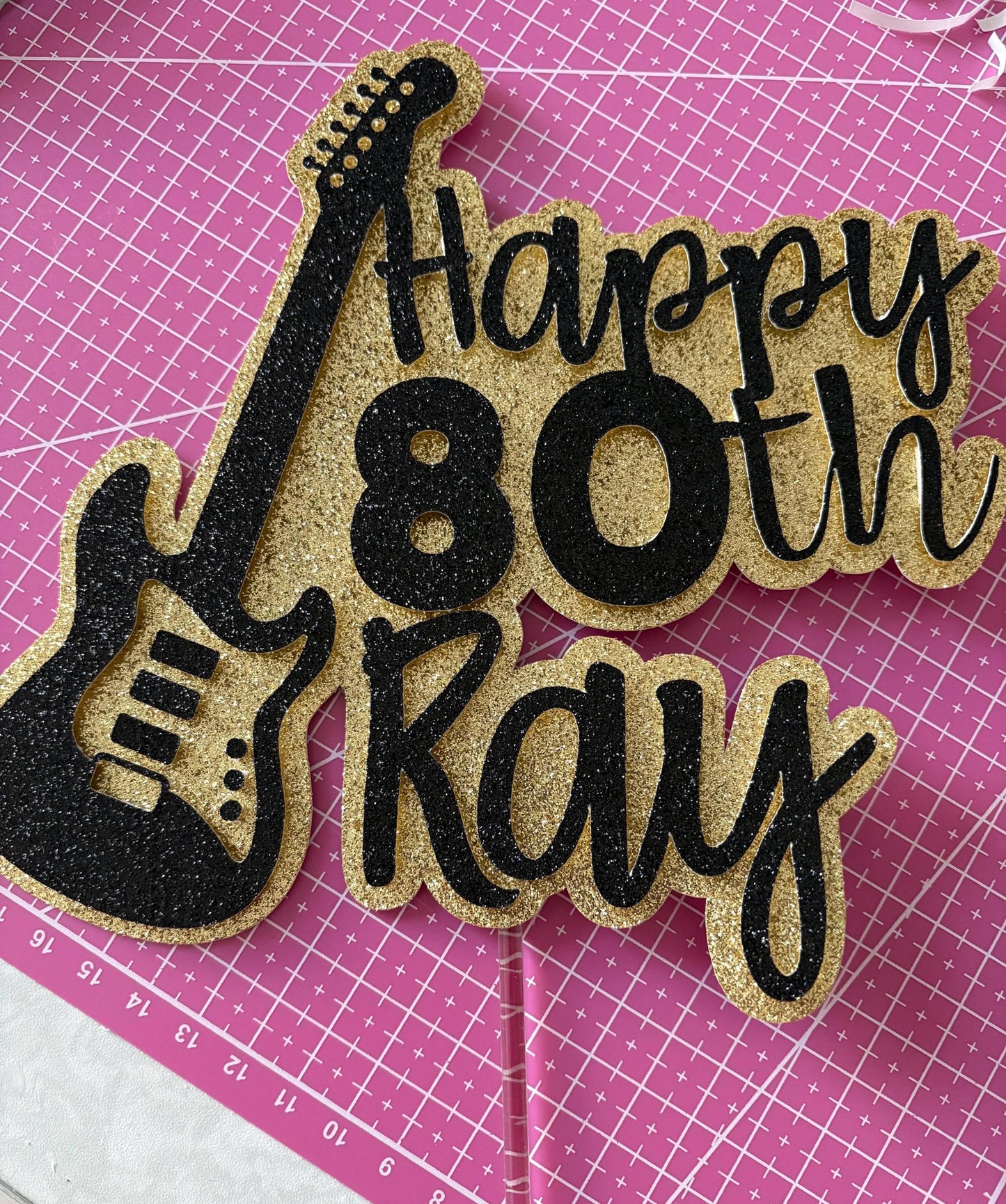Personalized Guitar Cake Topper – Music Birthday Party Decoration