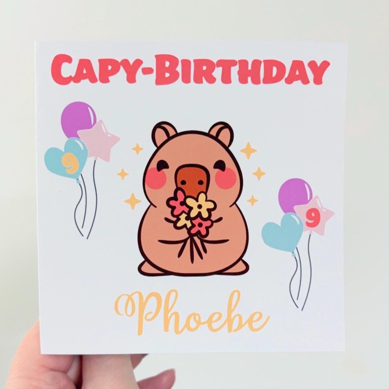 Personalised Capybara Birthday Card – Name & Age Included