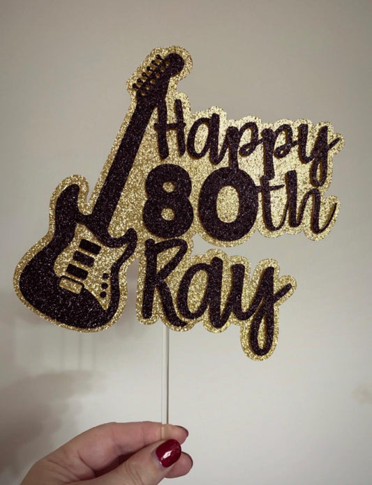 Personalized Guitar Cake Topper – Music Birthday Party Decoration