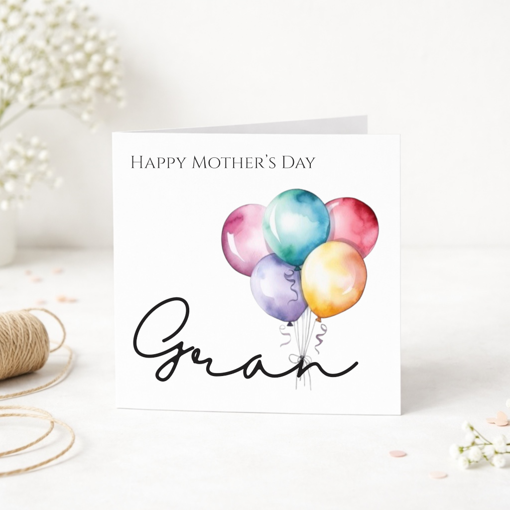 Personalised Balloon Birthday Card – Any Age & Name