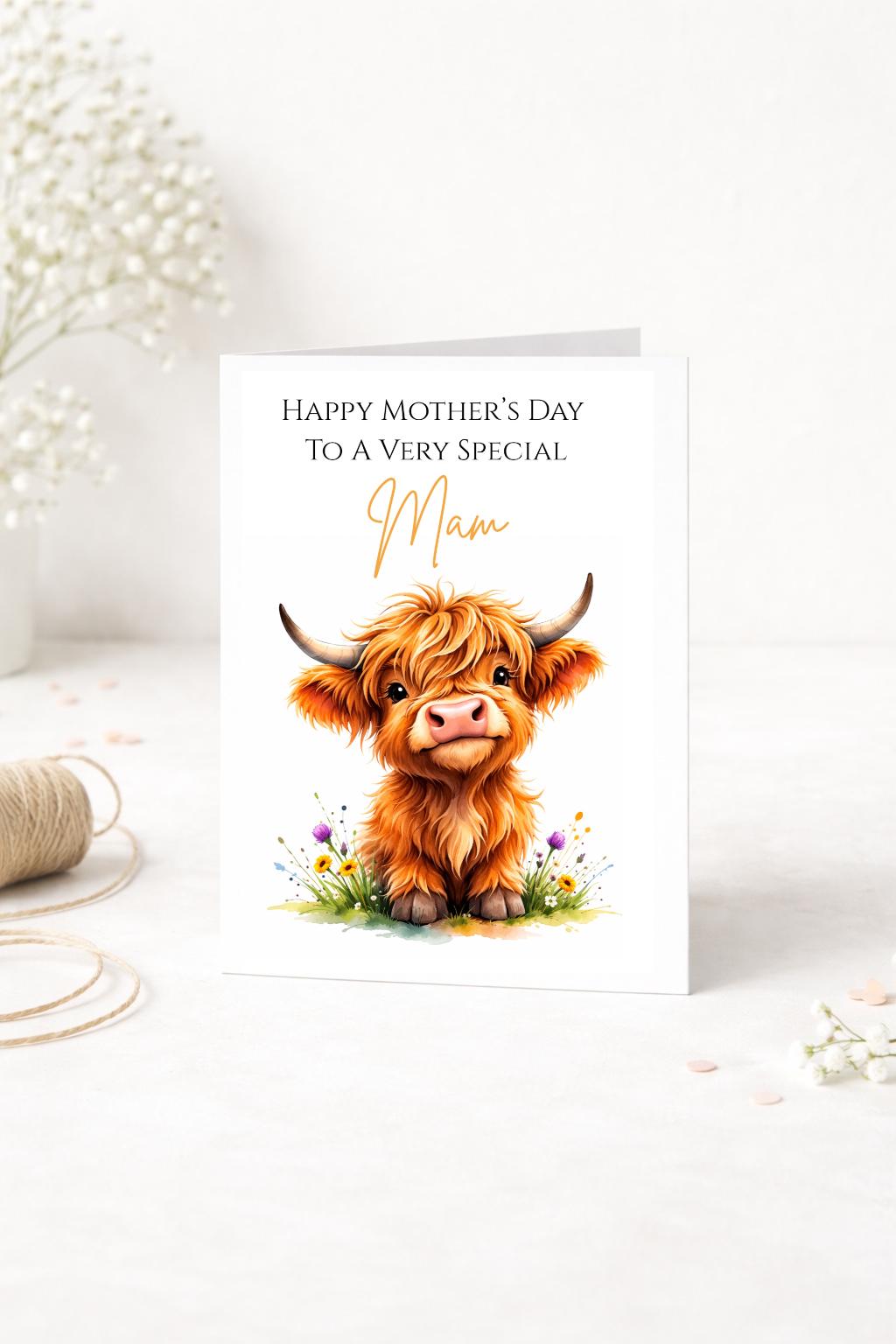 Highland Cow Card | Mother's Day, Birthday, Farm Animal Greeting Card
