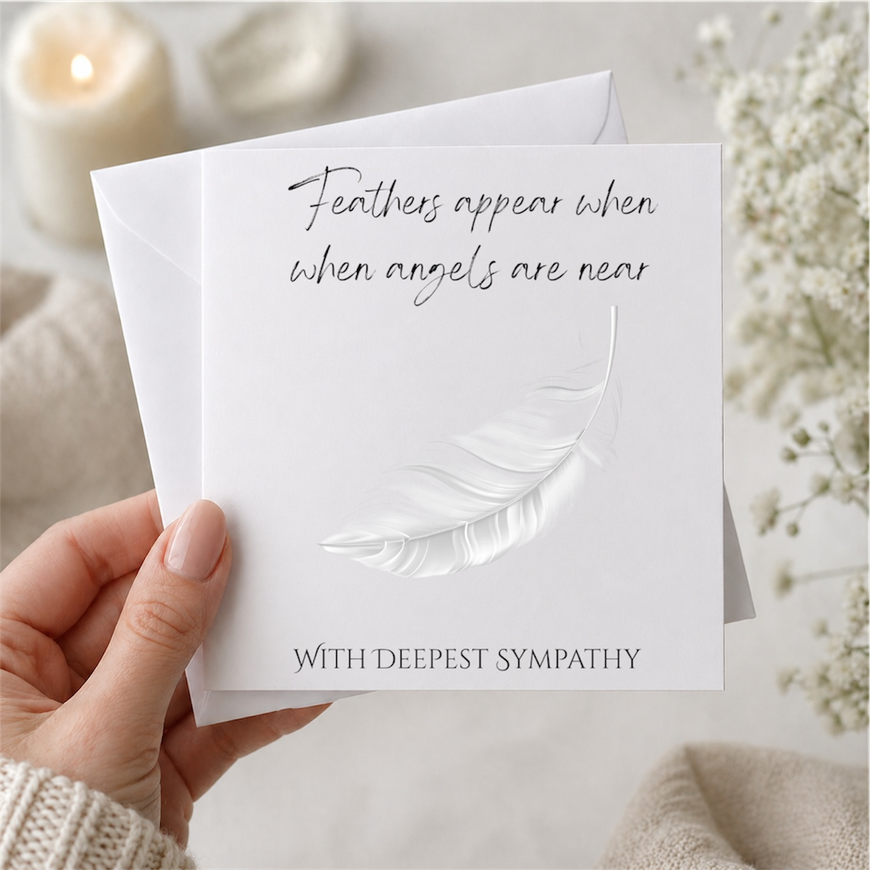 Feathers Appear Sympathy Card