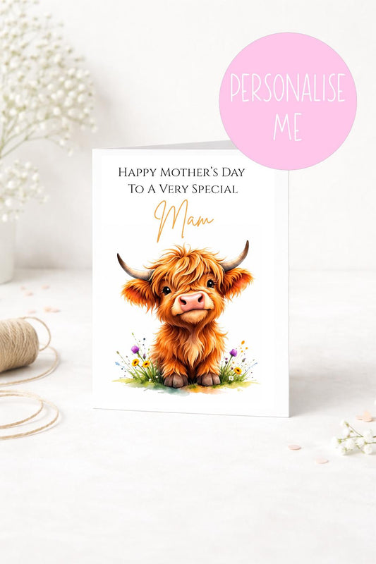 Highland Cow Card | Mother's Day, Birthday, Farm Animal Greeting Card