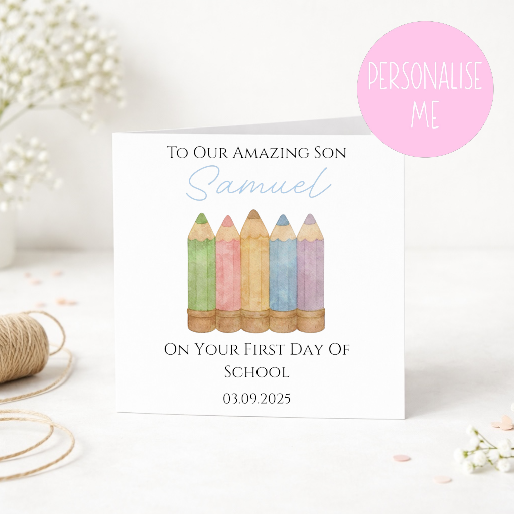Personalised First Day of School Card | Custom Name & Date | Back to School Keepsake