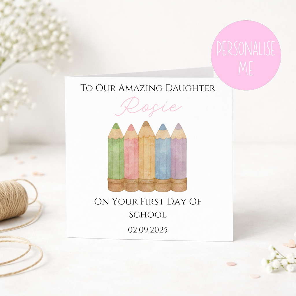 Personalised First Day of School Card | Custom Name & Date | Back to School Keepsake
