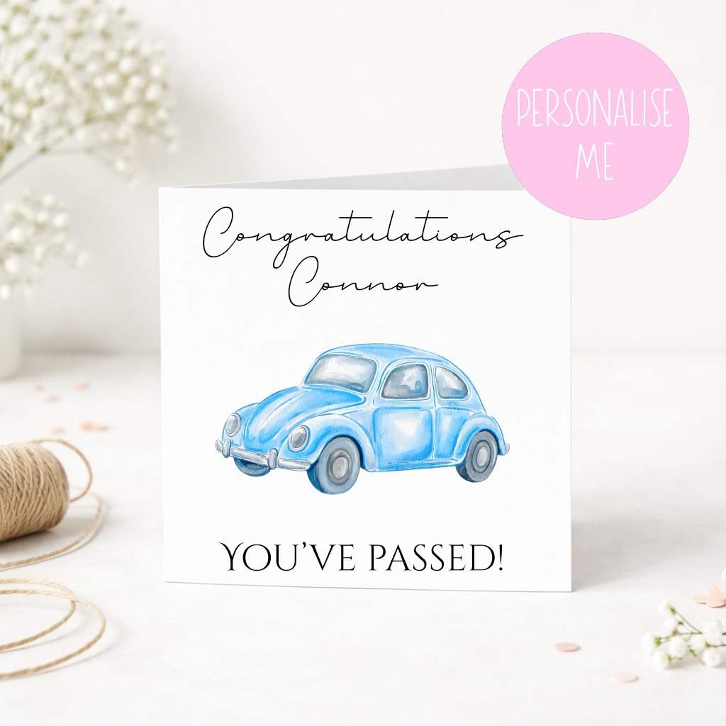 Personalised Car Pass Greetings Card | New Driver Gift | Custom Name Card