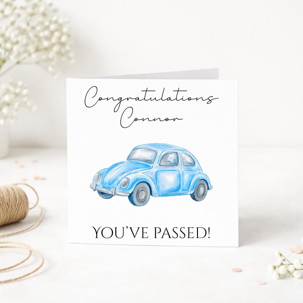 Personalised Car Pass Greetings Card | New Driver Gift | Custom Name Card