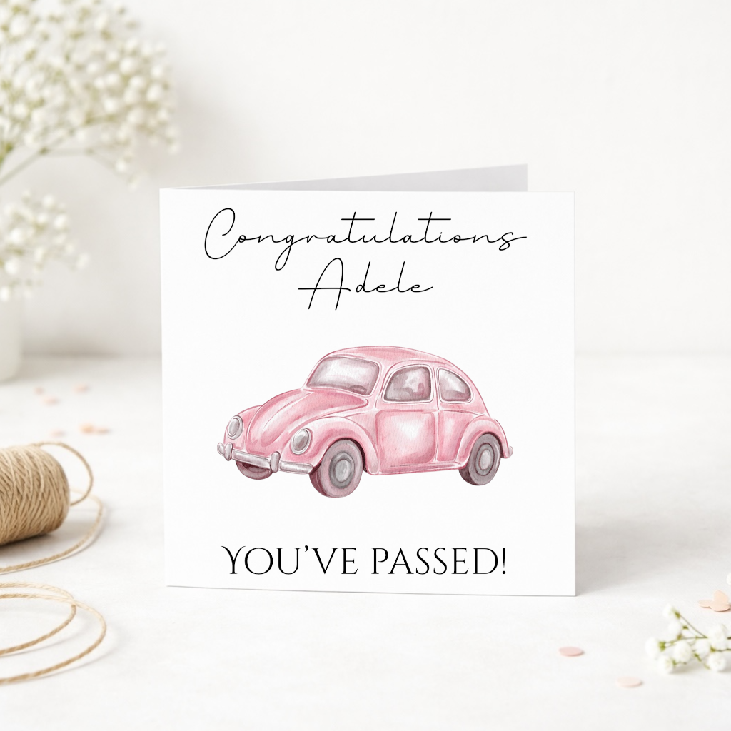 Personalised Car Pass Greetings Card | New Driver Gift | Custom Name Card