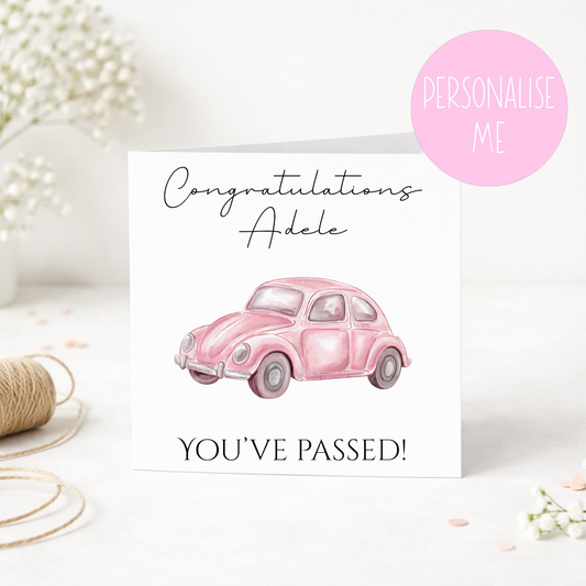 Personalised Car Pass Greetings Card | New Driver Gift | Custom Name Card