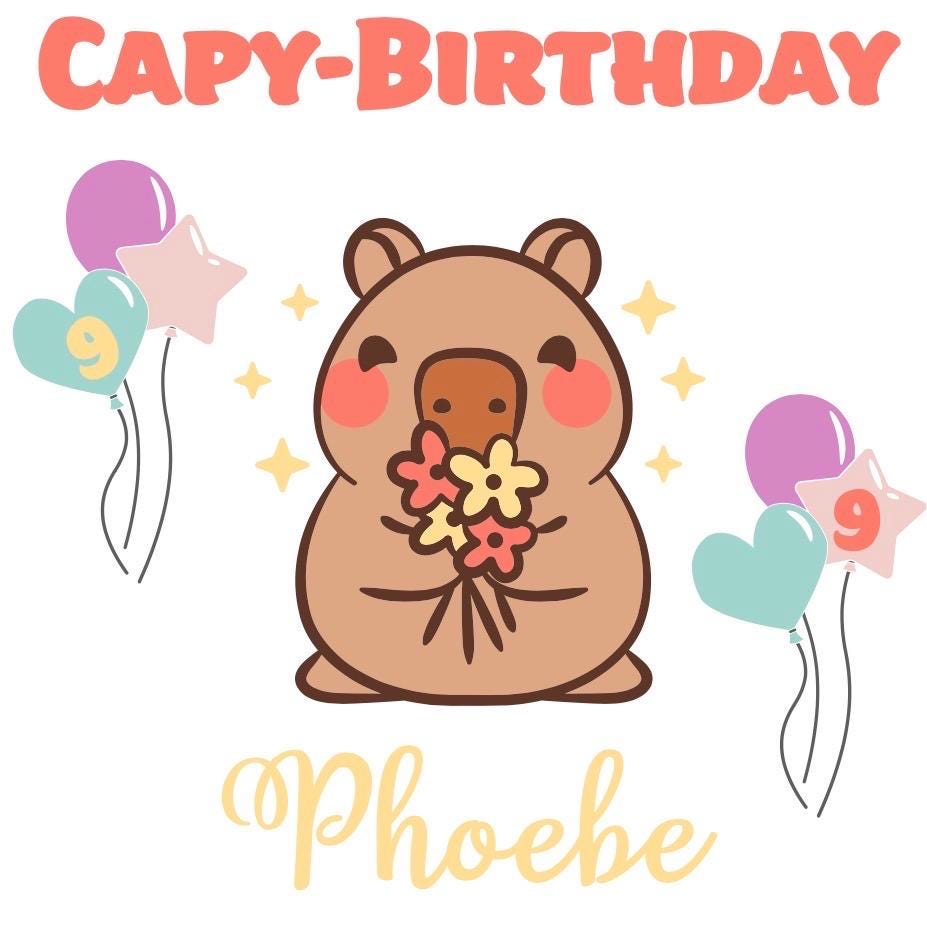 Personalised Capybara Birthday Card – Name & Age Included